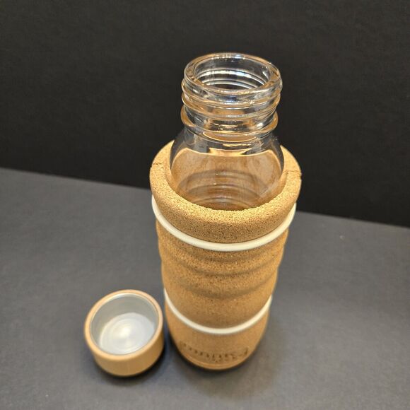 NEW Thank You Brand Drinking Bottle Cork Wrap .3l W/Large Opening Wood Lid - Picture 6 of 14
